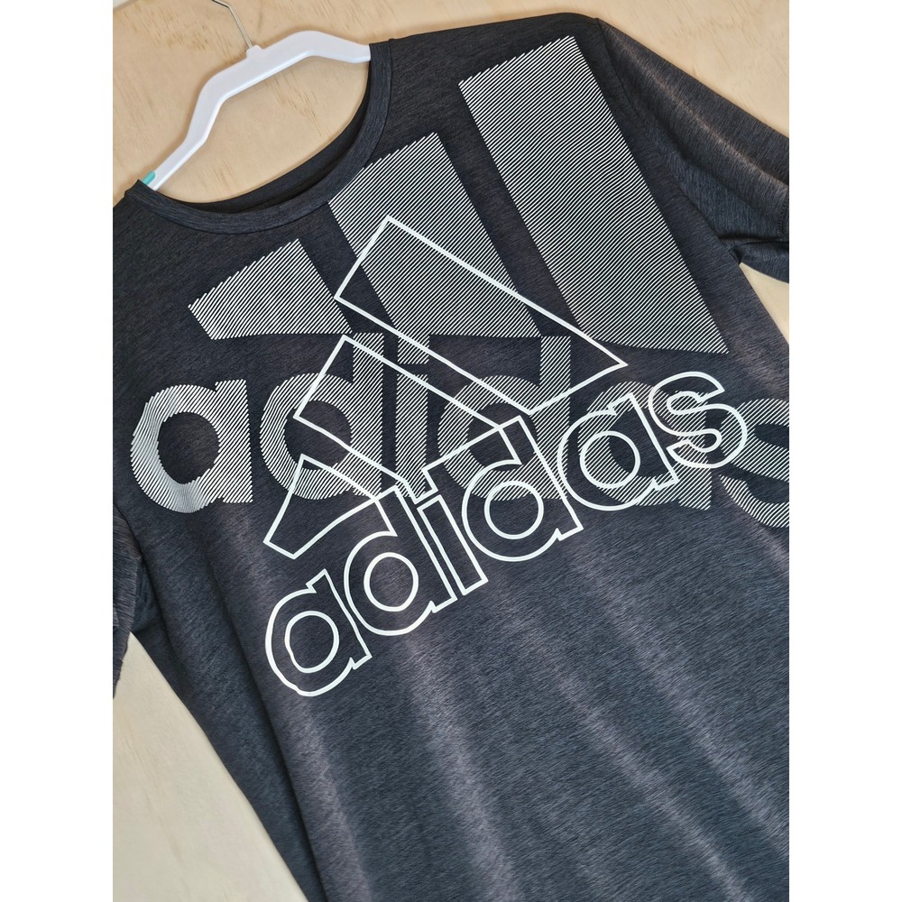 Adidas Kids XL 18/20 AEROREADY Heather Grey Graphic Logo Training T-Shirt AA6687